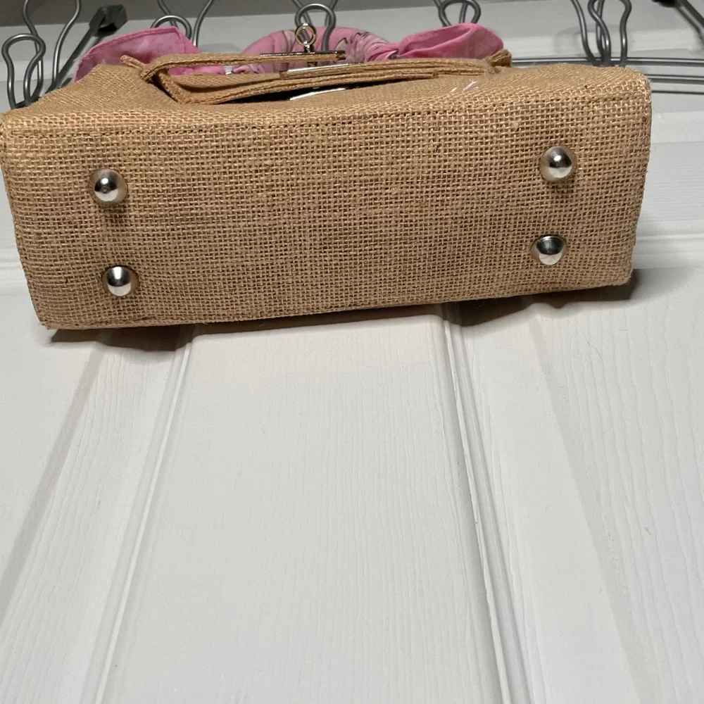 Luna Sarah by Mamour St Barth Burlap Handbag With Shoulder Strap Resortwear